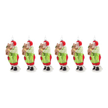 Load image into Gallery viewer, Glass Santa with Teddy Bear Ornament (Set of 6)