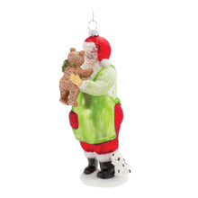 Load image into Gallery viewer, Glass Santa with Teddy Bear Ornament (Set of 6)