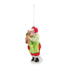 Load image into Gallery viewer, Glass Santa with Teddy Bear Ornament (Set of 6)