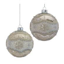 Load image into Gallery viewer, Snowflake Mercury Glass Ball Ornament (Set of 6)