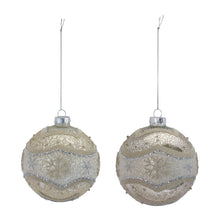 Load image into Gallery viewer, Snowflake Mercury Glass Ball Ornament (Set of 6)