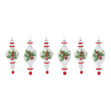 Load image into Gallery viewer, Holly Finial Drop Ornament (Set of 6)