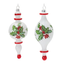 Load image into Gallery viewer, Holly Finial Drop Ornament (Set of 6)