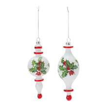 Load image into Gallery viewer, Holly Finial Drop Ornament (Set of 6)