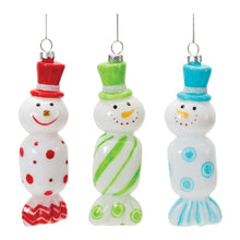 Load image into Gallery viewer, Glass Snowman Candy Ornament (Set of 12)