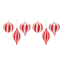 Load image into Gallery viewer, Striped Glass Ornament (Set of 6)