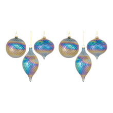 Load image into Gallery viewer, Irredescent Glass Swirl Ornament (Set of 6)