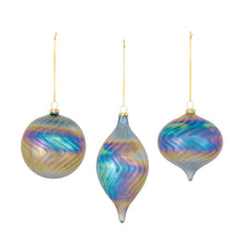 Load image into Gallery viewer, Irredescent Glass Swirl Ornament (Set of 6)