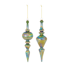 Load image into Gallery viewer, Irredescent Glass Finial Drop Ornament (Set of 6)