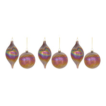 Load image into Gallery viewer, Irredescent Glass Swirl Ornament (Set of 6)