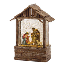 Load image into Gallery viewer, LED Snow Globe Nativity Barn 8.25"H