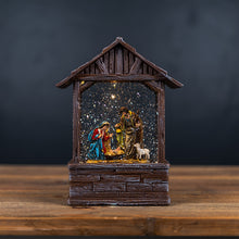 Load image into Gallery viewer, LED Snow Globe Nativity Barn 8.25"H
