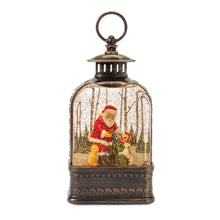 Load image into Gallery viewer, LED Snow Globe Lantern with Santa and Dog 11.25"H