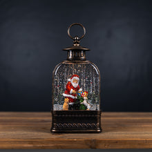 Load image into Gallery viewer, LED Snow Globe Lantern with Santa and Dog 11.25"H