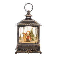 Load image into Gallery viewer, LED Snow Globe Lantern with Santa and Deer 11.25"H
