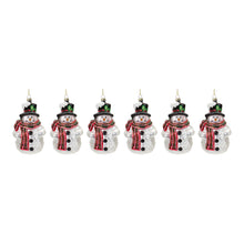 Load image into Gallery viewer, Glittered Glass Snowman Ornament (Set of 6)
