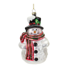 Load image into Gallery viewer, Glittered Glass Snowman Ornament (Set of 6)