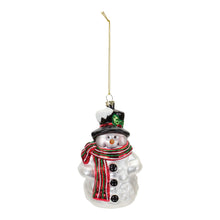 Load image into Gallery viewer, Glittered Glass Snowman Ornament (Set of 6)