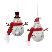 Load image into Gallery viewer, Glittered Glass Snowman Ornament (Set of 6)