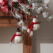 Load image into Gallery viewer, Glittered Glass Snowman Ornament (Set of 6)