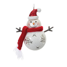 Load image into Gallery viewer, Glittered Glass Snowman Ornament (Set of 6)