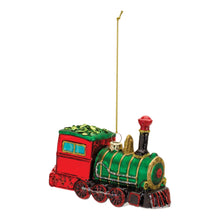 Load image into Gallery viewer, Glittered Glass Train Ornament (Set of 6)