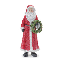 Load image into Gallery viewer, Glitter Santa Figurine with Pine Accent (Set of 3)
