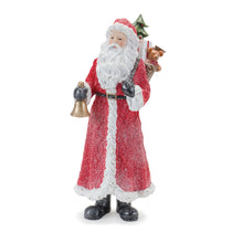 Load image into Gallery viewer, Glitter Santa Figurine with Pine Accent (Set of 3)