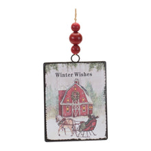 Load image into Gallery viewer, Glass Winter Wishes Barn Ornament (Set of 12)