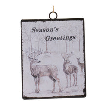 Load image into Gallery viewer, Glass Seasons Greetings Deer Ornament (Set of 12)
