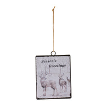 Load image into Gallery viewer, Glass Seasons Greetings Deer Ornament (Set of 12)