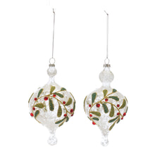 Load image into Gallery viewer, Beaded Glass Mistletoe Ornament (Set of 6)