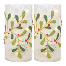 Load image into Gallery viewer, Beaded Glass Mistletoe Candle Holder (Set of 2)