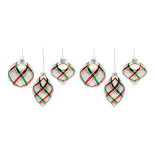 Load image into Gallery viewer, Plaid Glittered Glass Ornament (Set of 6)