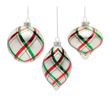 Load image into Gallery viewer, Plaid Glittered Glass Ornament (Set of 6)
