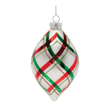 Load image into Gallery viewer, Plaid Glittered Glass Ornament (Set of 6)