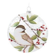 Load image into Gallery viewer, Glass Chickadee Bird Ball Ornament (Set of 6)