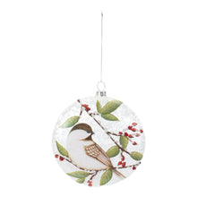 Load image into Gallery viewer, Glass Chickadee Bird Ball Ornament (Set of 6)