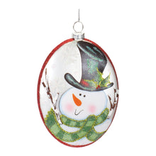 Load image into Gallery viewer, Glass Snowman Disc Ornament (Set of 12)