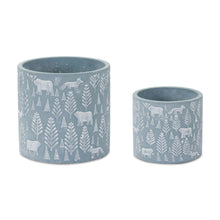 Load image into Gallery viewer, Woodland Winter Stone Planter (Set of 2)