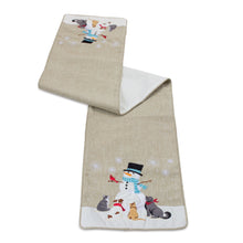 Load image into Gallery viewer, Embroidered Snowman Holiday Table Runner 70"L