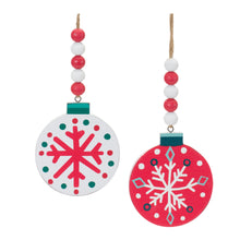 Load image into Gallery viewer, Wood Beaded Snowflake Ornament (Set of 12)