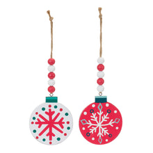Load image into Gallery viewer, Wood Beaded Snowflake Ornament (Set of 12)