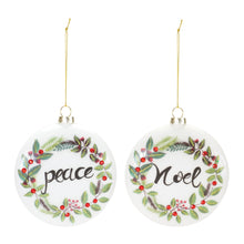 Load image into Gallery viewer, Peace and Noel Wreath Disc Ornament (Set of 12)