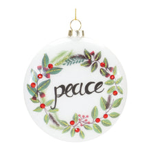 Load image into Gallery viewer, Peace and Noel Wreath Disc Ornament (Set of 12)