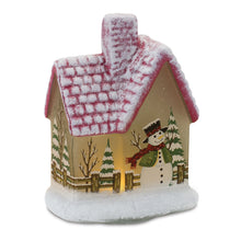 Load image into Gallery viewer, LED Lighted House with Snowman (Set of 2)