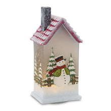 Load image into Gallery viewer, LED Lighted House with Snowman (Set of 2)