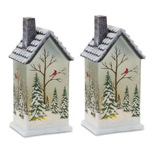 Load image into Gallery viewer, LED Lighted House with Pine Trees (Set of 2)