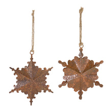 Load image into Gallery viewer, Floral Metal Snowflake Ornament (Set of 6)