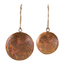 Load image into Gallery viewer, Distressed Metal Snowflake Disc Ornament (Set of 6)